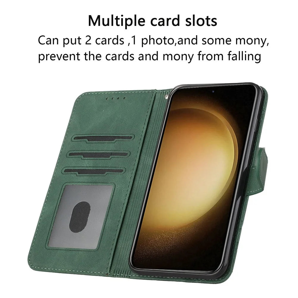 For Samsung Galaxy A05 4G Phone Case with Strap Imprint PU Leather Wallet Stand Cover - Blackish Green - 3