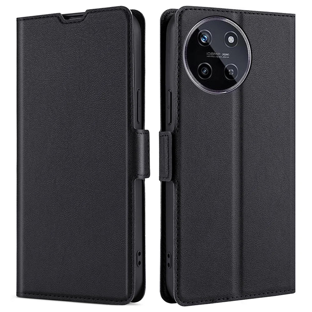 For Realme 11 4G (159.9x73.3x7.95mm) Case Stand Leather Phone Cover with Card Slot - Black - 1