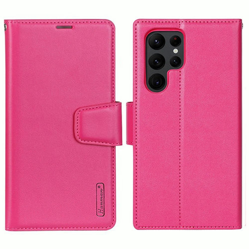 HANMAN Mill Series for Samsung Galaxy S24 Ultra Dustproof Cell Phone Case PU Leather Cover Wallet - Rose - 1