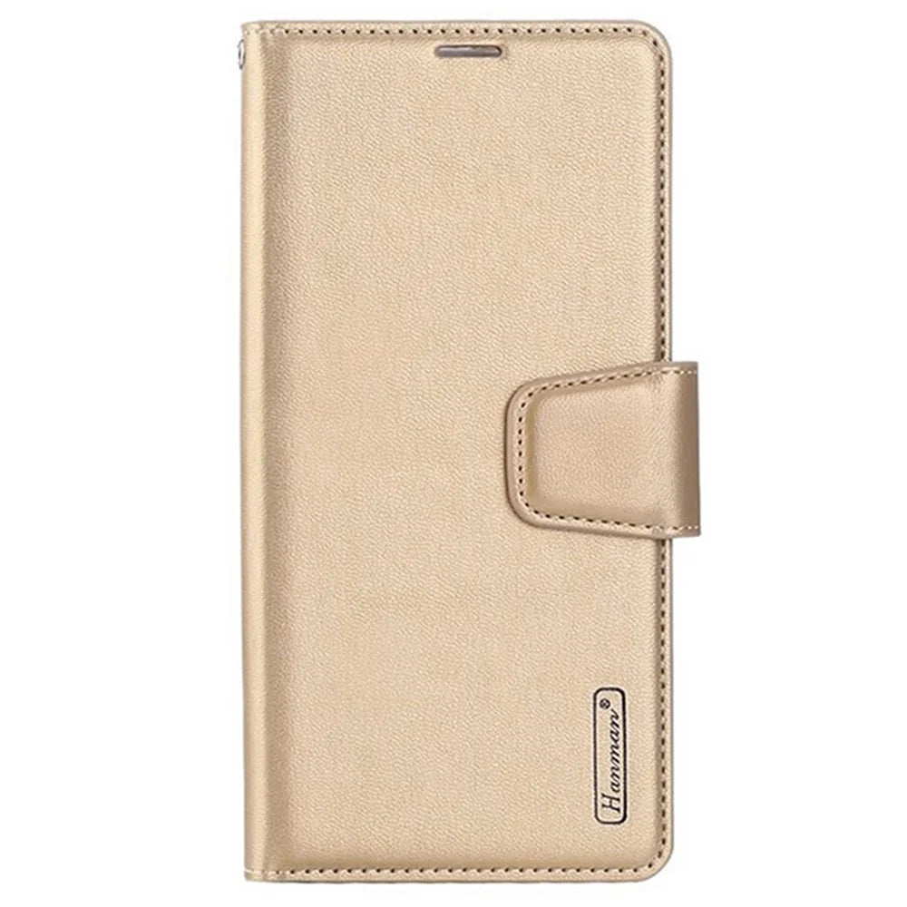 HANMAN Mill Series for Samsung Galaxy A25 5G (Global) (161.0 x 76.5 x 8.3mm) Case Flip Phone Shell Wallet PU Leather Phone Cover - Gold - 4