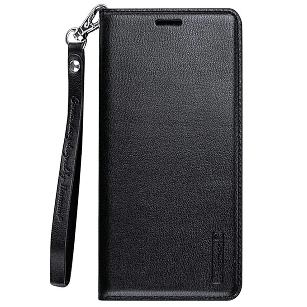 HANMAN Minuo Series For Samsung Galaxy S24 Ultra Magnetic Case PU Leather Wallet Phone Cover - Black - 4
