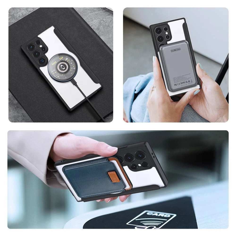 For Samsung Galaxy S24 Ultra Leather Case DUX DUCIS Skin X Pro Series Flip Cover Magnetic Case - Black - 5
