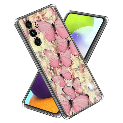 For Samsung Galaxy A05s 4G IMD Phone Cover Pattern Printed Flexible Slim TPU Case - Pink Butterflies - 1