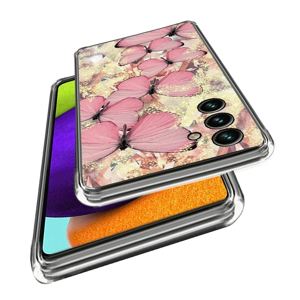 For Samsung Galaxy A05s 4G IMD Phone Cover Pattern Printed Flexible Slim TPU Case - Pink Butterflies - 2
