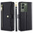 For vivo V29e (Global) 5G Case Wallet Leather Stand Phone Cover with 2 Straps - Black - 1