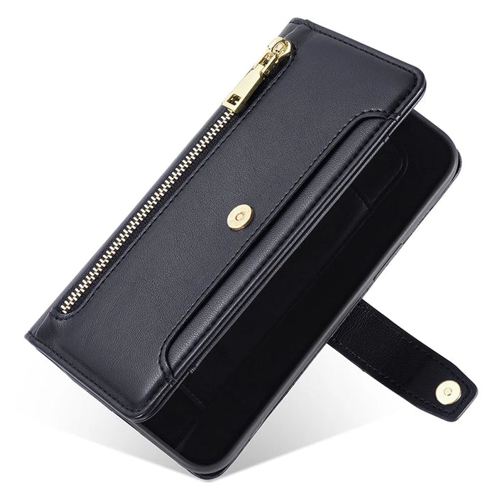 For vivo V29e (Global) 5G Case Wallet Leather Stand Phone Cover with 2 Straps - Black - 5