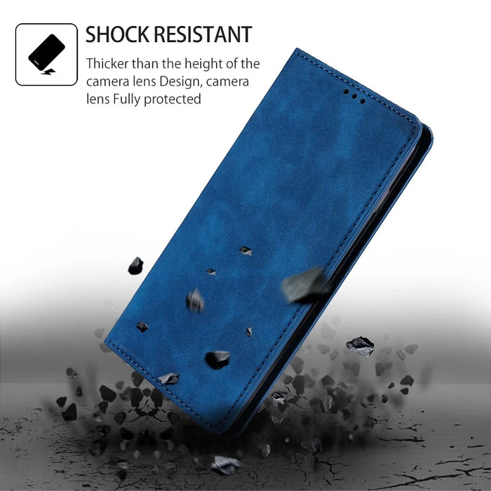 For vivo V29e (Global) 5G Case Leather Phone Cover with Card Holder - Blue - 5