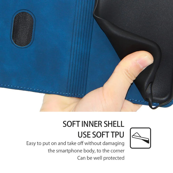 For vivo V29e (Global) 5G Case Leather Phone Cover with Card Holder - Blue - 6