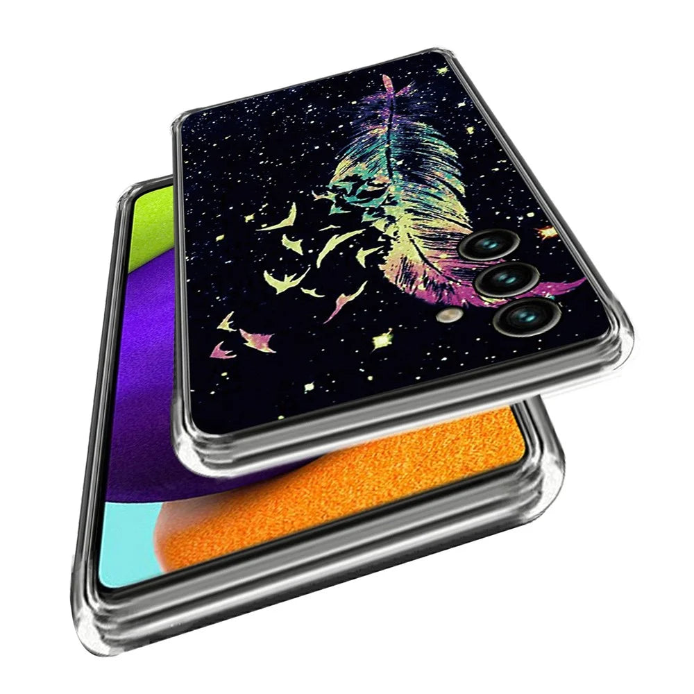 For Samsung Galaxy A25 5G (Global) (161.0 x 76.5 x 8.3mm) Case TPU Phone Cover with IMD Pattern Printing - Feather - 2