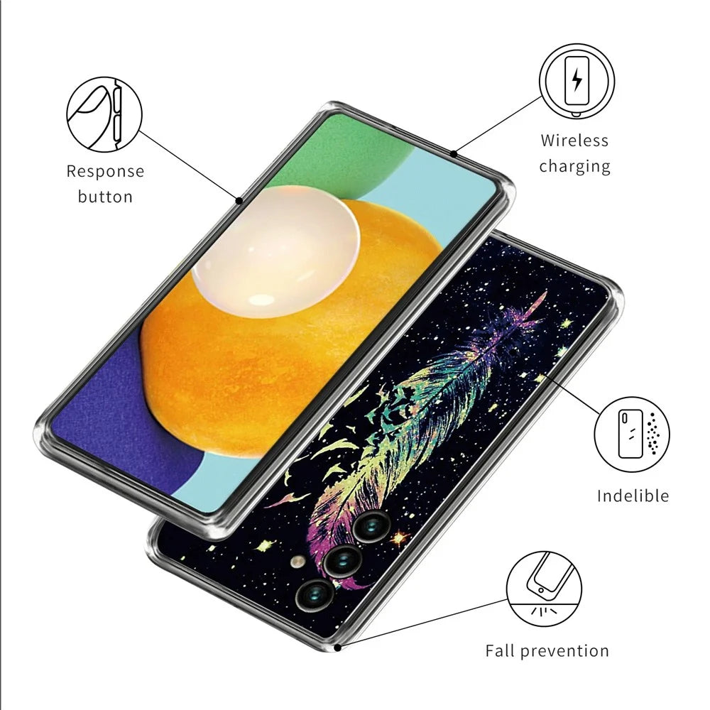 For Samsung Galaxy A25 5G (Global) (161.0 x 76.5 x 8.3mm) Case TPU Phone Cover with IMD Pattern Printing - Feather - 3