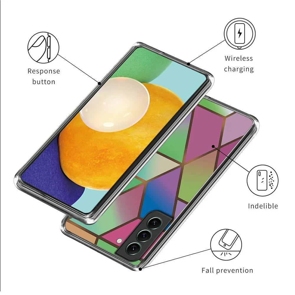 IMD TPU Case for Samsung Galaxy S24 Shell Abstract Marble Printed Anti-Scratch Phone Cover - Style E - 3