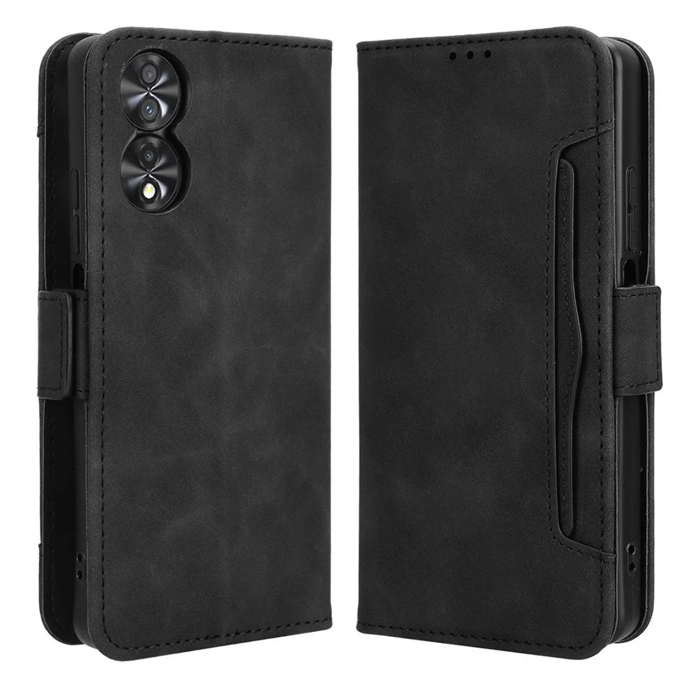 For TCL 40 Nxtpaper 4G Magnetic Phone Case PU Leather Stand Cover with Multiple Card Slots - Black - 1