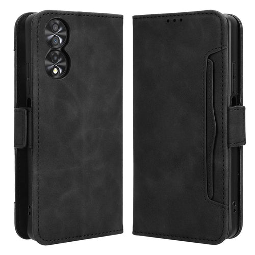 For TCL 40 Nxtpaper 4G Magnetic Phone Case PU Leather Stand Cover with Multiple Card Slots - Black - 1
