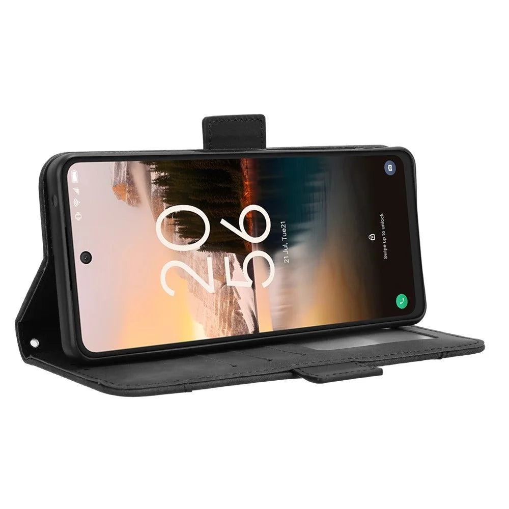 For TCL 40 Nxtpaper 4G Magnetic Phone Case PU Leather Stand Cover with Multiple Card Slots - Black - 4