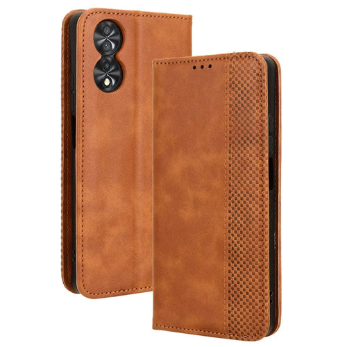 For TCL 40 Nxtpaper 4G Cell Phone Cases Imprint PU Leather Anti-Drop Stand Cover - Brown - 1