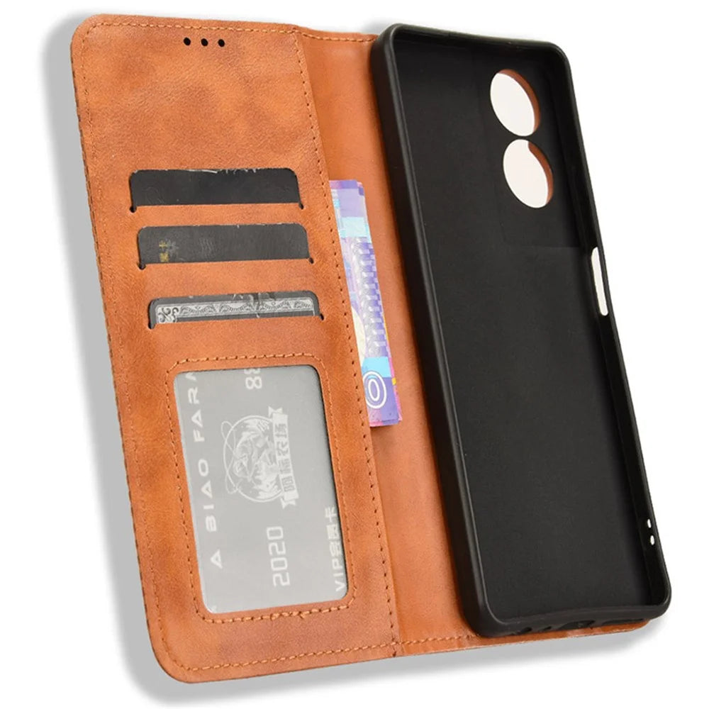 For TCL 40 Nxtpaper 4G Cell Phone Cases Imprint PU Leather Anti-Drop Stand Cover - Brown - 5
