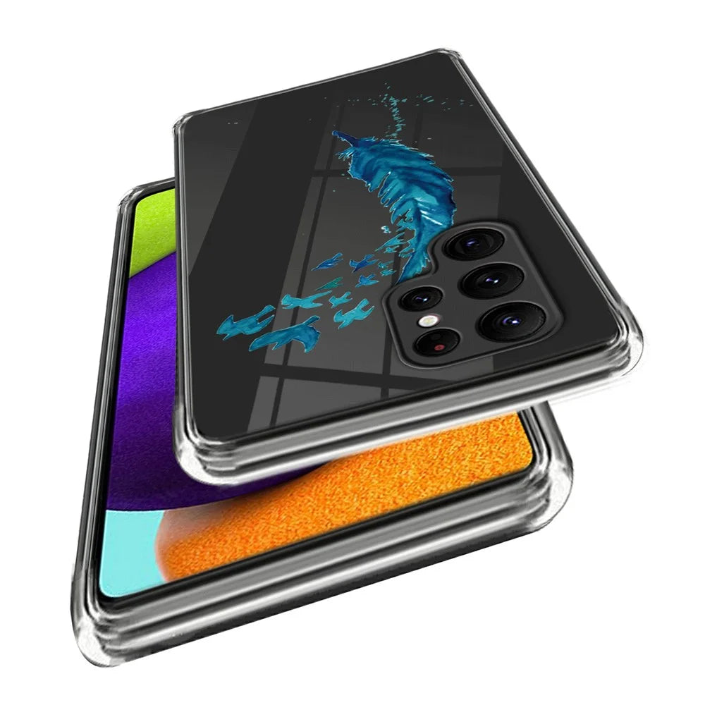 For Samsung Galaxy S24 Ultra Pattern Phone Case Flexible TPU Shockproof Cover - Feather - 2