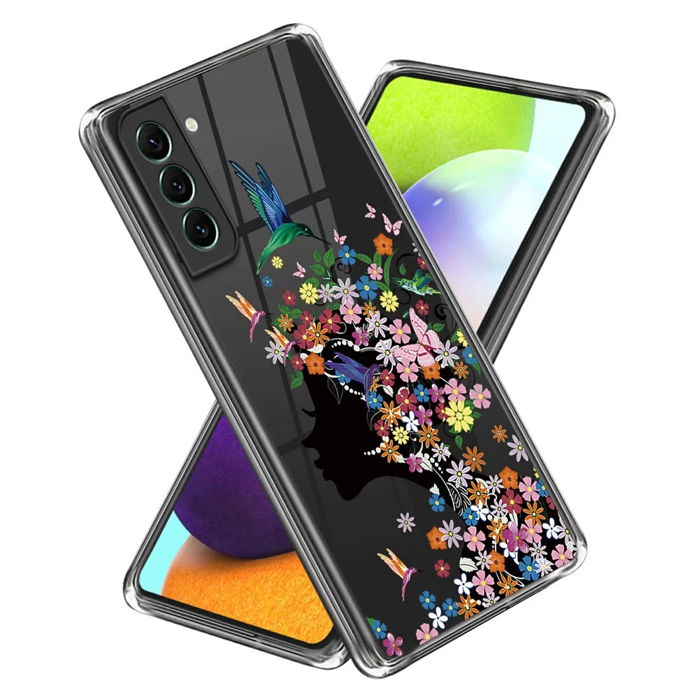 For Samsung Galaxy S24 TPU Phone Case IMD Pattern Slim Fit Protective Cover - Flower Fairy - 1