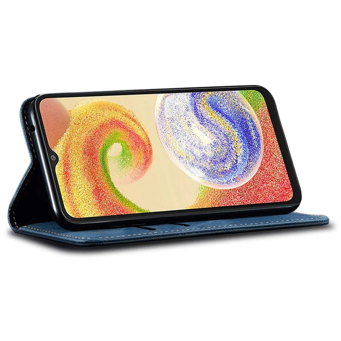 For Samsung Galaxy A35 5G Wallet Case Jeans Cloth Texture PU Leather Cover - Blue - 3