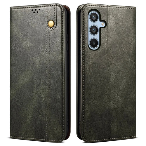 For Samsung Galaxy A35 5G Leather Case Magnetic Auto Closing Wallet Cover - Green - 1