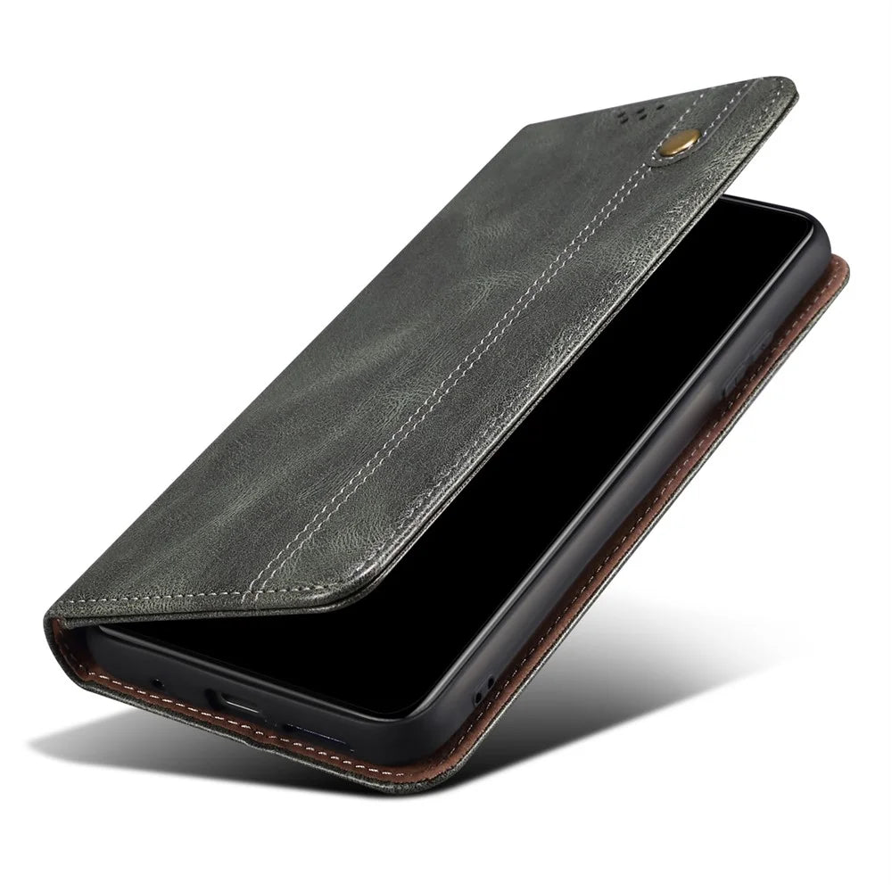For Samsung Galaxy A35 5G Leather Case Magnetic Auto Closing Wallet Cover - Green - 5