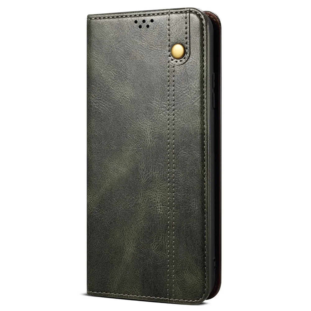 For Samsung Galaxy A35 5G Leather Case Magnetic Auto Closing Wallet Cover - Green - 6