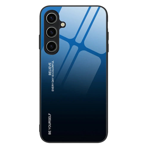 For Samsung Galaxy A35 5G Case Gradient Color Tempered Glass Phone Back Cover - Blue  /  Black - 1