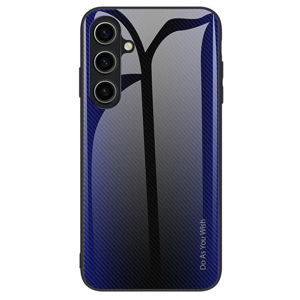 For Samsung Galaxy A15 5G Phone Case Tempered Glass+TPU Shock Protective Cover - Dark Blue - 1