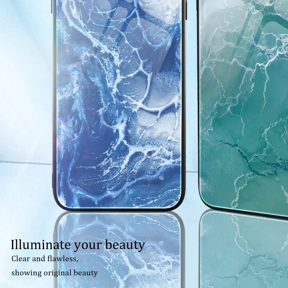 For Samsung Galaxy A15 4G Phone Case Marble Pattern Tempered Glass Back Cover - DL07 - 4