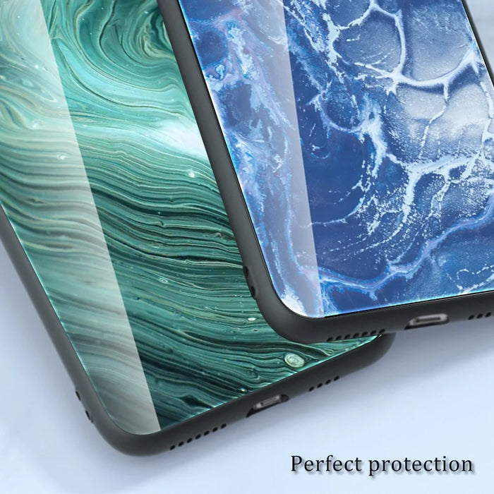 For Samsung Galaxy A35 5G Marble Pattern Case Tempered Glass+PC+TPU Phone Cover - DL05 - 6