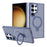 For Samsung Galaxy S24 Ultra Kickstand Magnetic Case Shockproof TPU+PC Phone Case - Blue - 1