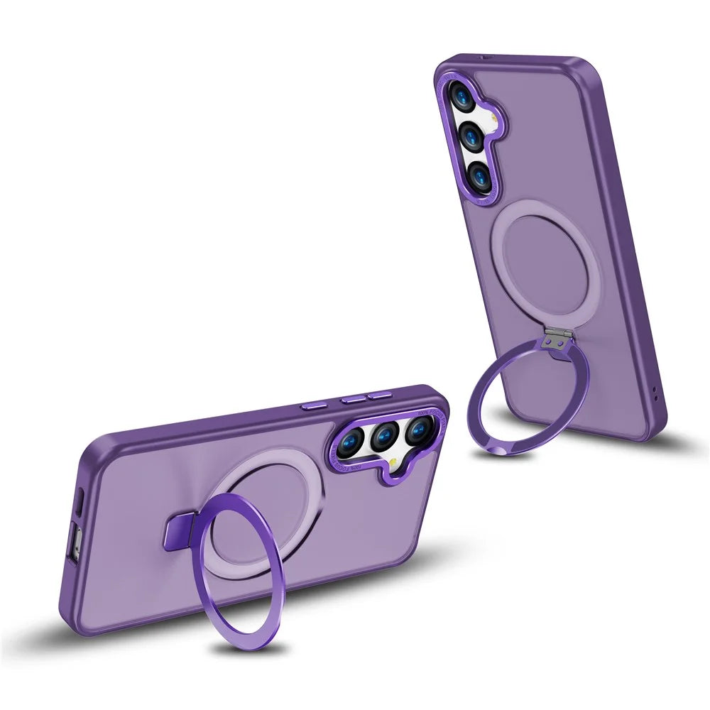 For Samsung Galaxy S24+ Case Anti-Drop TPU+PC Kickstand Phone Cover Magnetic Case - Black - 4