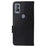 For Cricket Magic 5G / AT&T Propel 5G Leather Case Litchi Texture Wallet Phone Cover with Strap - Black - 6