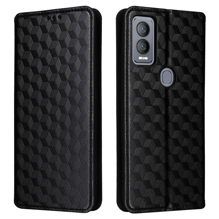 For Cricket Magic 5G / AT&T Propel 5G Leather Case Stand Magnetic Closure Phone Cover - Black - 1