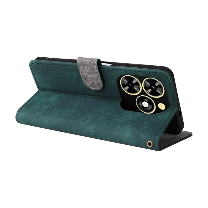 For TECNO Spark Go 2024 4G BG6 / Spark 20C BG7 / Pop 8 Leather Case RFID Blocking Phone Cover - Green - 4
