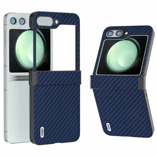 ABEEL For Samsung Galaxy Z Flip5 5G Phone Case Hinge Protection Carbon Fiber Texture Cover - Blue - 1