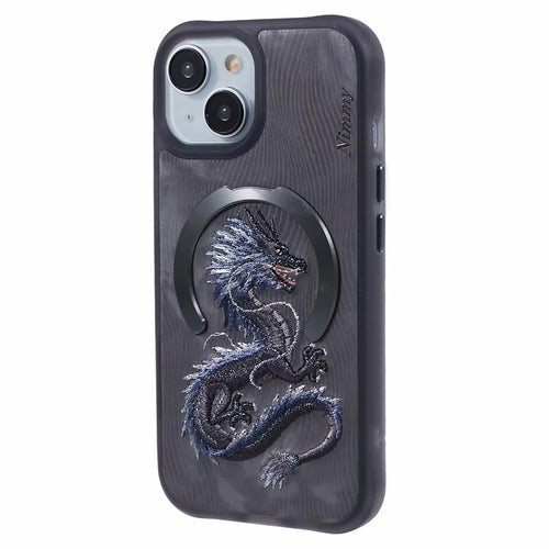 NIMMY For iPhone 15 Embroidery Case Compatible with MagSafe Shockproof Phone Cover - Dragon - 1