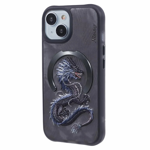 NIMMY For iPhone 15 Embroidery Case Compatible with MagSafe Shockproof Phone Cover - Dragon - 1