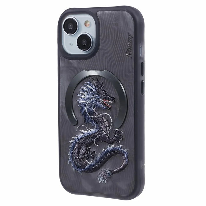 NIMMY For iPhone 15 Embroidery Case Compatible with MagSafe Shockproof Phone Cover - Dragon - 1