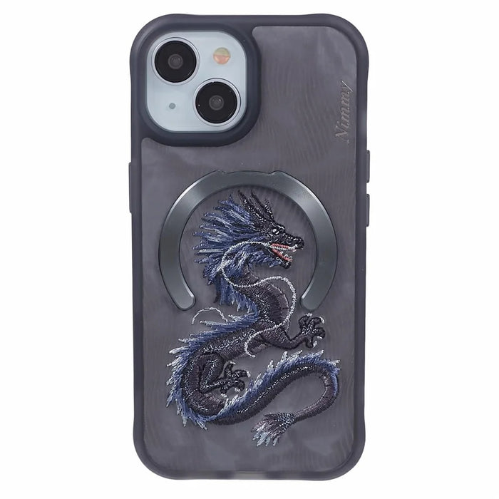 NIMMY For iPhone 15 Embroidery Case Compatible with MagSafe Shockproof Phone Cover - Dragon - 3