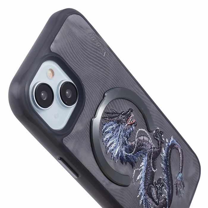 NIMMY For iPhone 15 Embroidery Case Compatible with MagSafe Shockproof Phone Cover - Dragon - 7