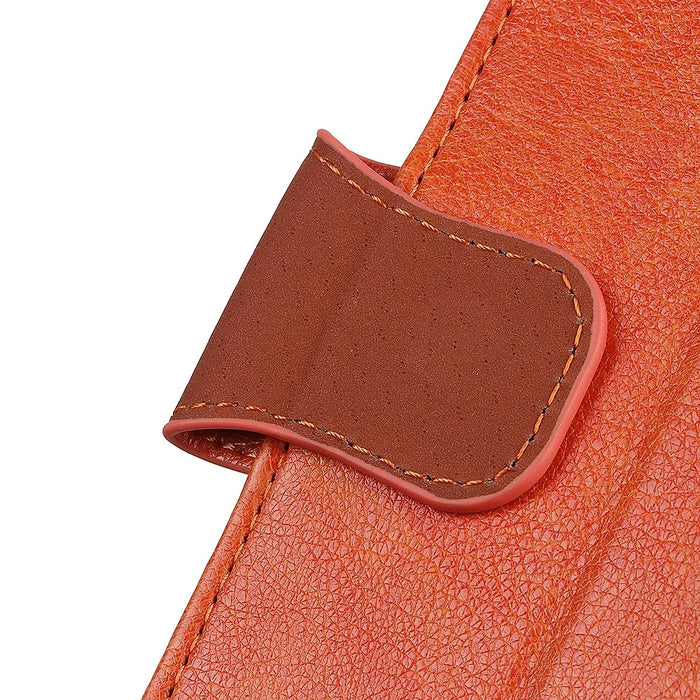 For Samsung Galaxy A35 5G Magnetic Phone Case Nappa Texture Split Leather Shell - Orange - 7