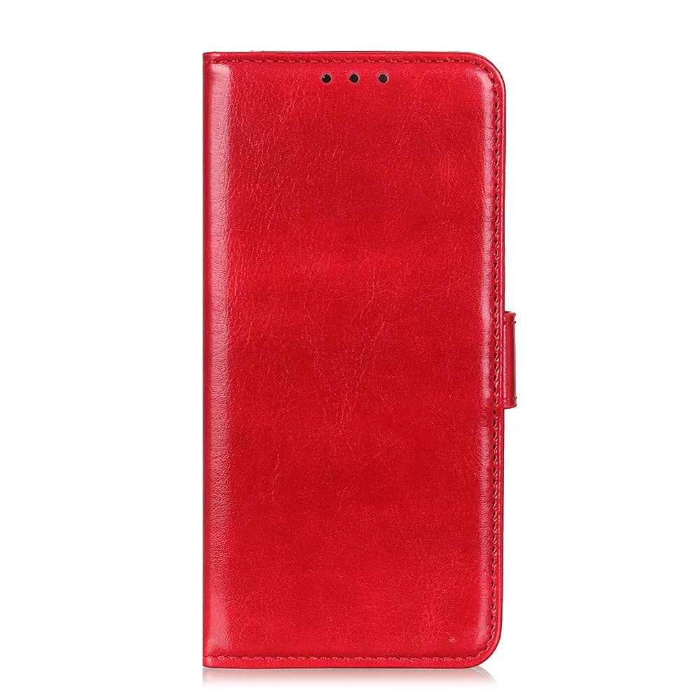 For Samsung Galaxy A35 5G Case Crazy Horse Texture Leather Stand Cover - Red - 6