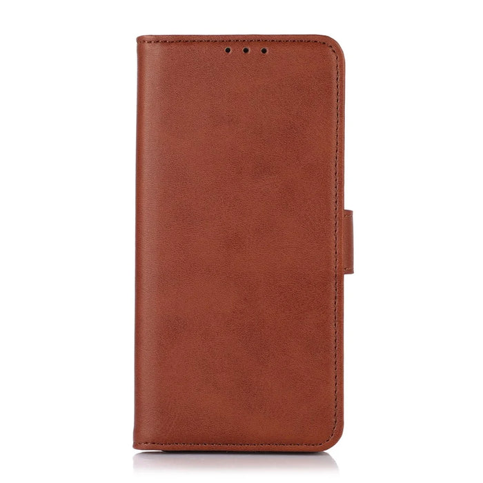 For Samsung Galaxy A35 5G Cell Phone Case Cowhide Texture Shockproof Stand Cover - Brown - 7