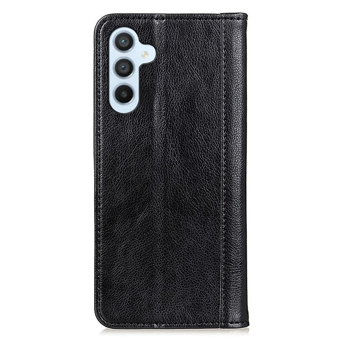 For Samsung Galaxy A35 5G Magnetic Case Shockproof Split Leather Phone Stand Cover - Black - 7