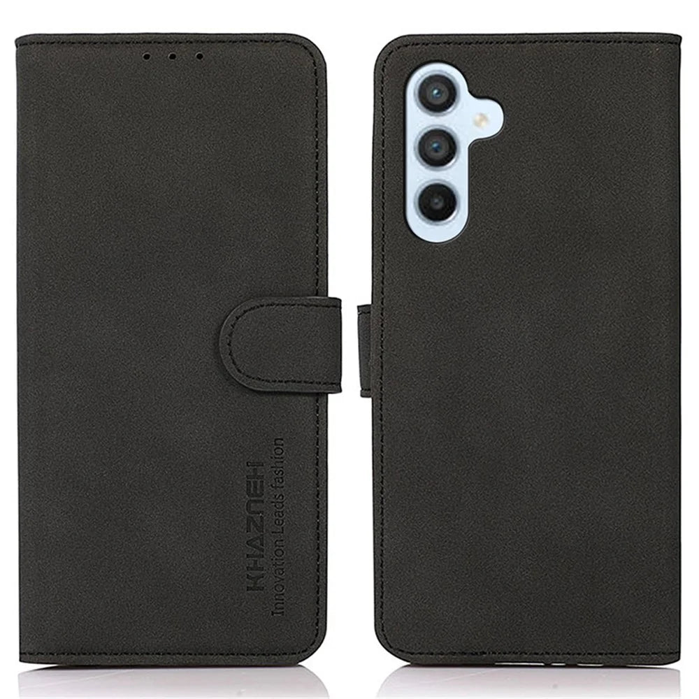 KHAZNEH For Samsung Galaxy A35 5G Case TPU+PU Leather Wallet Stand Protective Shell - Black - 1