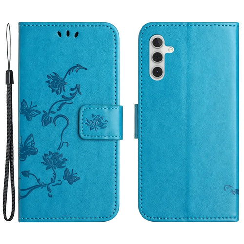 For Samsung Galaxy A35 5G Case Imprinted PU Leather Wallet Stand Cell Phone Cover - Blue - 1