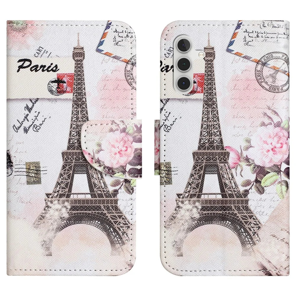 For Samsung Galaxy A35 5G Leather Case Pattern Design Magnetic Folio Phone Cover - Tower - 1