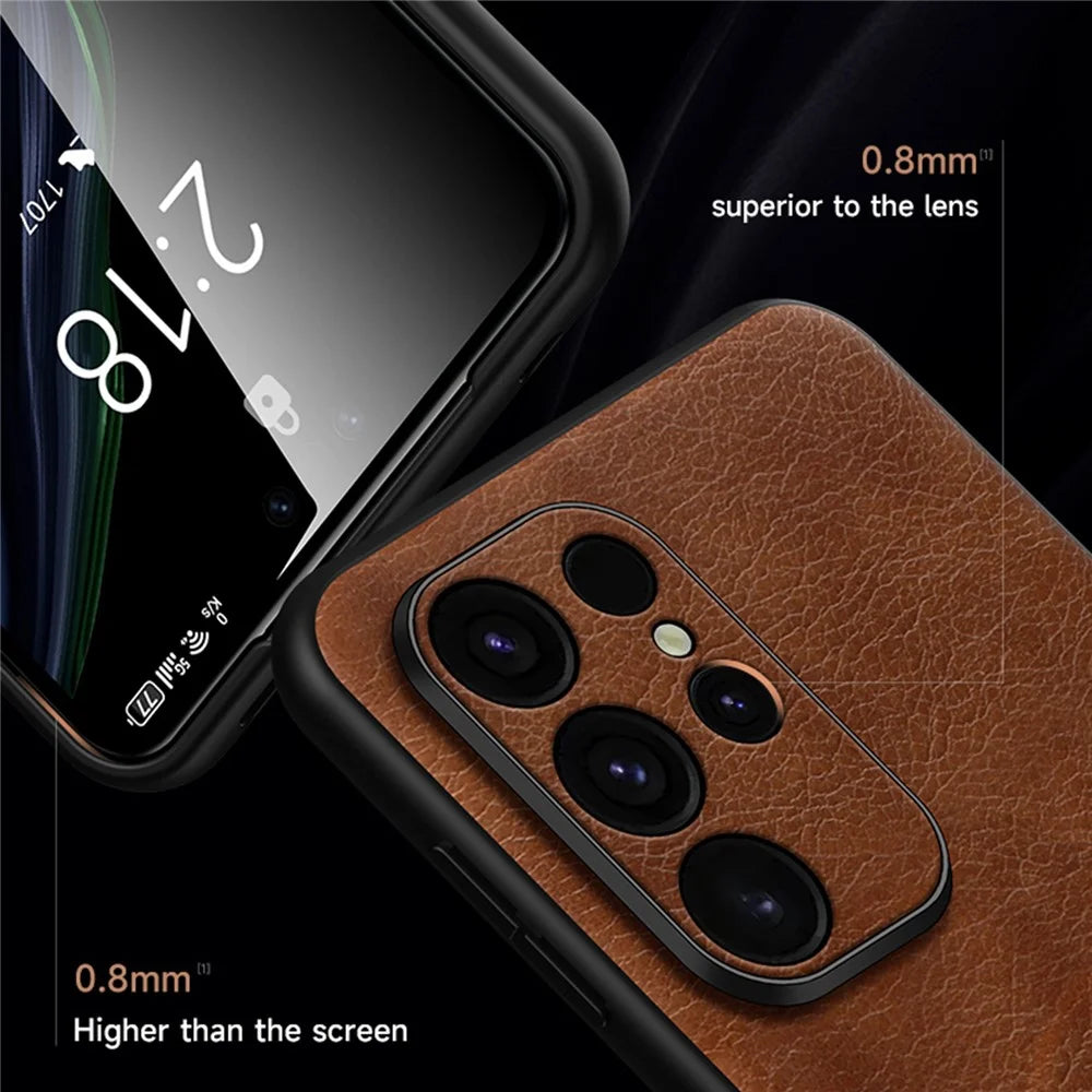 SULADA Magnetic Series for Samsung Galaxy S24 Ultra Case Leather Coating Protective Cover Magnetic Case  - Brown - 4