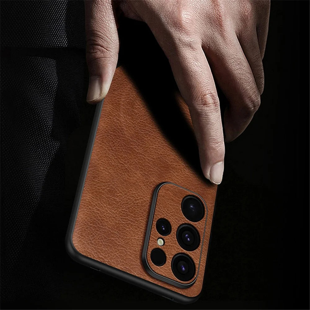 SULADA Magnetic Series for Samsung Galaxy S24 Ultra Case Leather Coating Protective Cover Magnetic Case  - Brown - 7